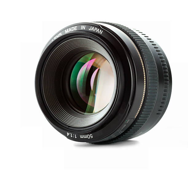 fast 50 mm, lente su bianco - telephoto lens immagine foto e immagini stock