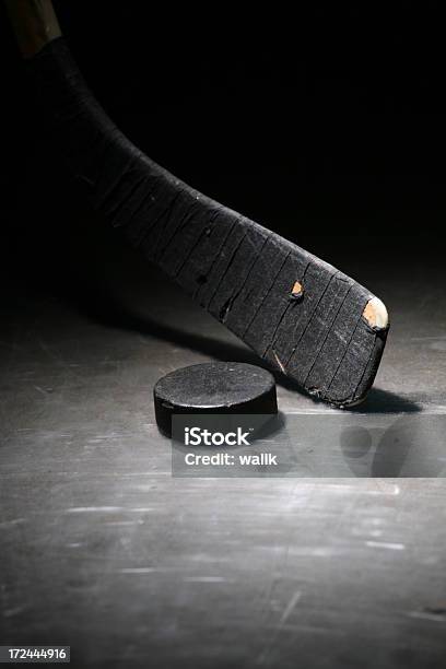 Palo De Hockey Puck Foto de stock y más banco de imágenes de Hockey sobre hielo - Hockey sobre hielo, Artículos deportivos, Deporte