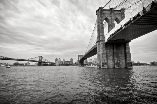 istock Brooklyn & Manhattan Bridges seen from East River shoreline, NYC 172445043