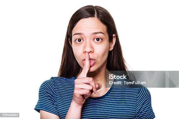 Woman Saying Shhhh Stock Photo - Download Image Now - 25-29 Years, Adult, Adults Only