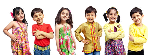 istock Multiple Group of Six Indian Children Only Isolated on White 172445408
