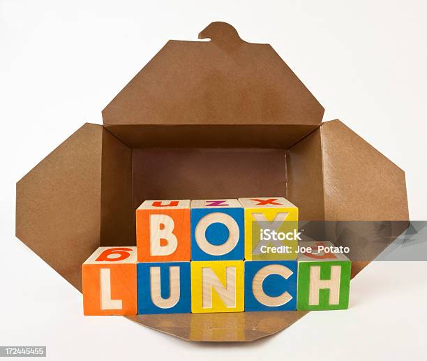 Box Lunch Spelled With Toy Box Stock Photo - Download Image Now - Box - Container, Lunch, Block Shape