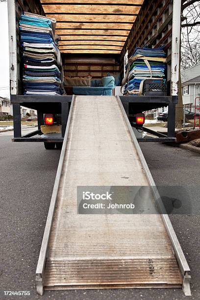 Rear Of Moving Van Stock Photo - Download Image Now - Moving Van, Blanket, Commercial Land Vehicle
