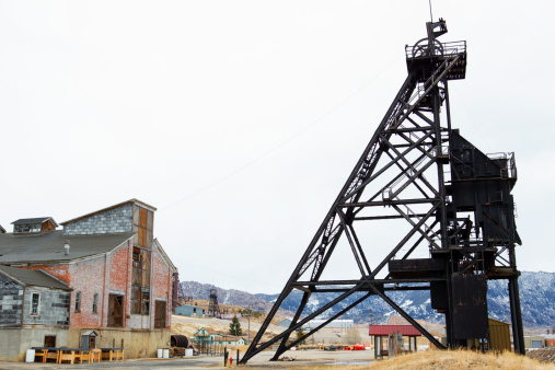 Old copper mine in Butte, Montana, USA.