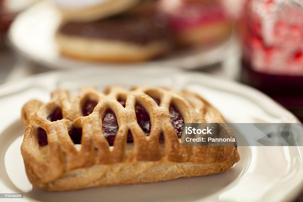 Jam filled pastry "Breakfast setting with jam filled, muffins and jam" Baked Pastry Item Stock Photo