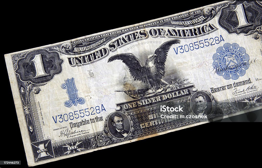 Vintage U.S. currency Series 1899 U.S. currency is 20% larger than todays notes. 1899 Stock Photo