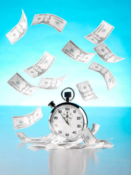 istock Floating 100 American Dollar Bills with a Stopwatch 172446411