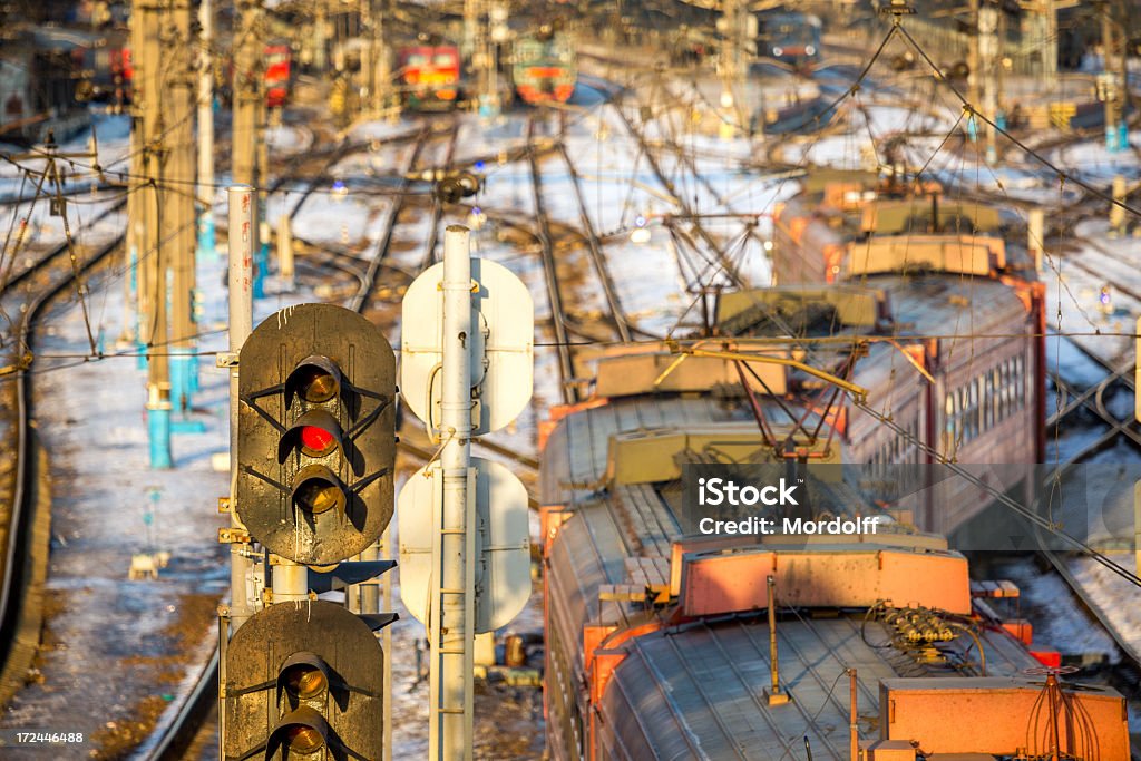 La intersección de la estación de ferrocarril amplio, Moscú, Rusia - Foto de stock de Aire libre libre de derechos