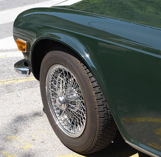 istock Chrome wire wheels on vintage sports car 172447203
