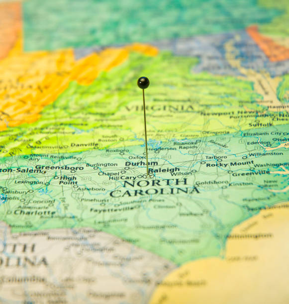 istock Macro Road Map Of Raleigh North Carolina 172447288