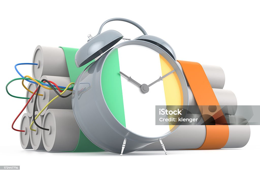 Бомба с часовым механизмом с Ирландский флаг - Стоковые фото Без людей роялти-фри