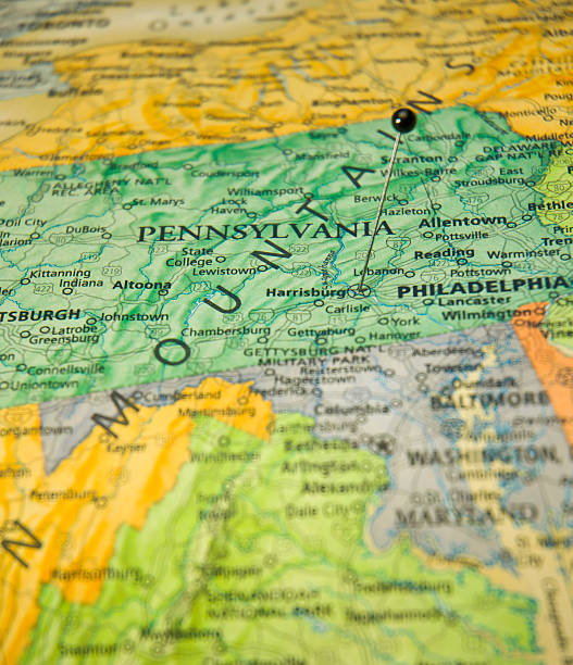 Map Macro Of Harrisburg Pennsylvania Baltimore Washington Maryland Map Macro Of Harrisburg Pennsylvania Baltimore Washington Maryland with map pin maryland us state photos stock pictures, royalty-free photos & images