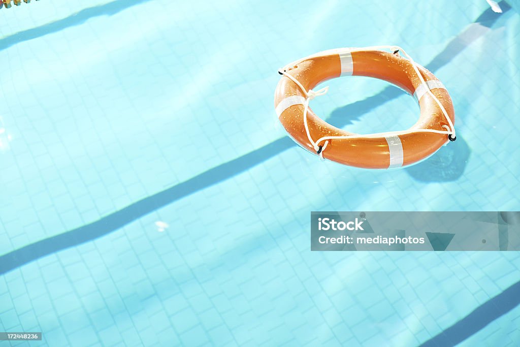 Swimming pool Life belt in pool Safety Stock Photo