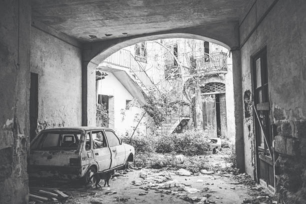 istock Abandoned buildings and car. 172448285