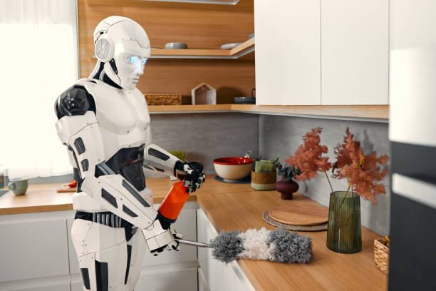 istock Robot with family at home 1724483174