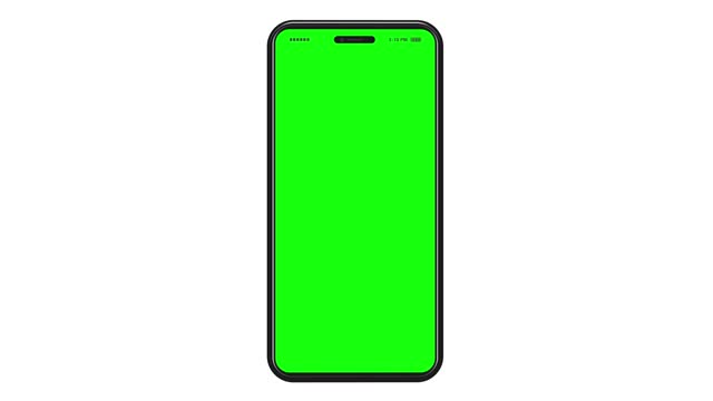 Mobile Phone 4K Video Animation. 3D Digital device mockup with green screen and white background.