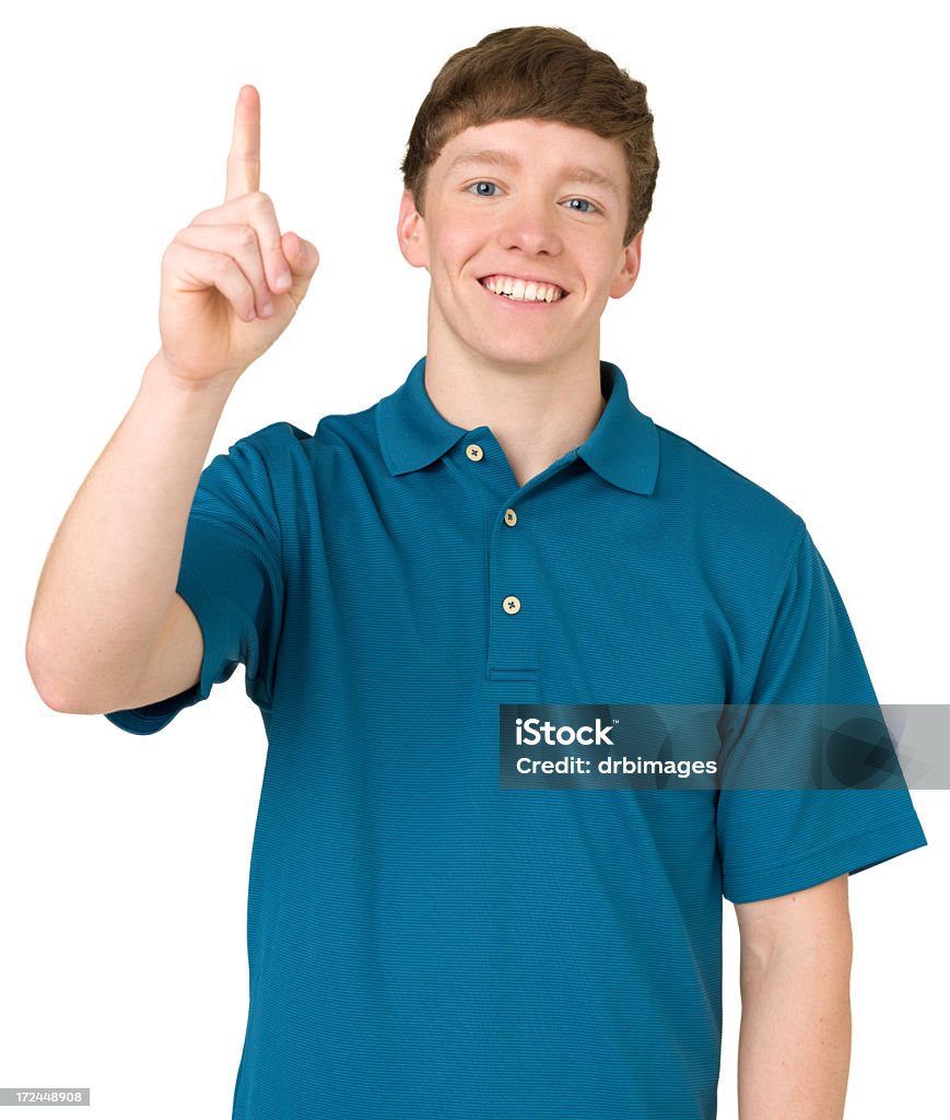 십대 남자아이 제스처 넘버스 한 번의 손가락, 손 팻말 - 로열티 프리 가리키기 스톡 사진