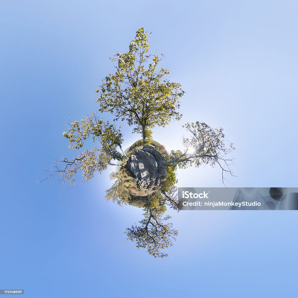 Little planeta coberta de árvores - Foto de stock de Formato de pequeno planeta royalty-free