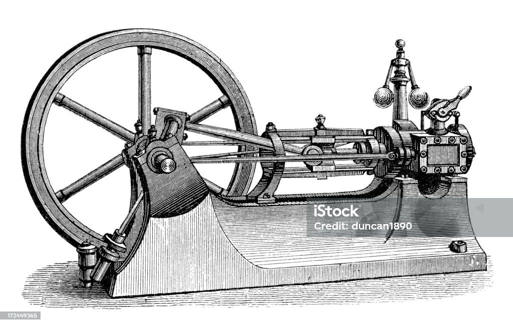 Горизонтальный Паровая машина - Стоковые иллюстрации Industrial Revolution роялти-фри