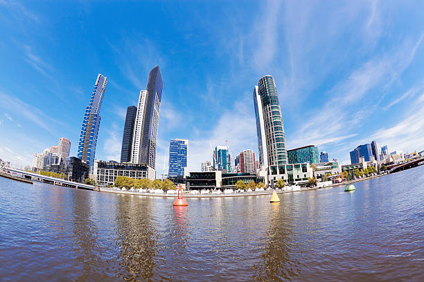 fisheye のメルボルンの日中に - melbourne casino australia city ストックフォトと画像