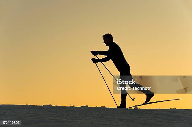 Crosscountryskifahrer Silhouette Bei Sonnenuntergang Stockfoto und mehr Bilder von Eleganz