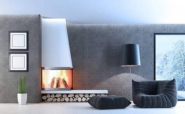 istock Fireplace Living Room Winter scene 172450176