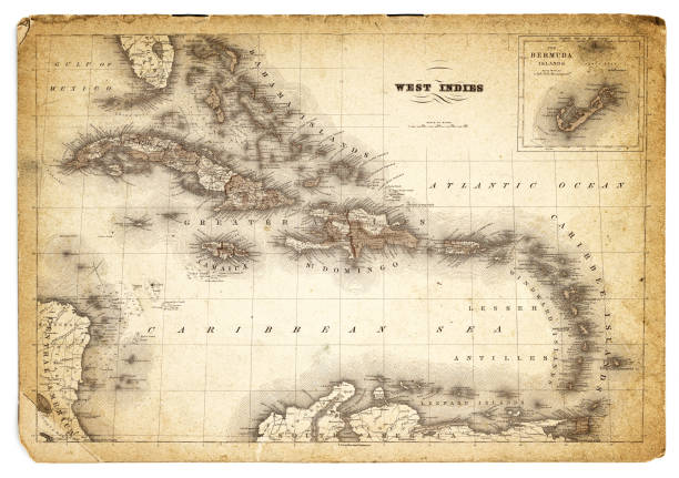 west indies antique map 1852 an old map of the West Indies from 1803 barbados map stock illustrations