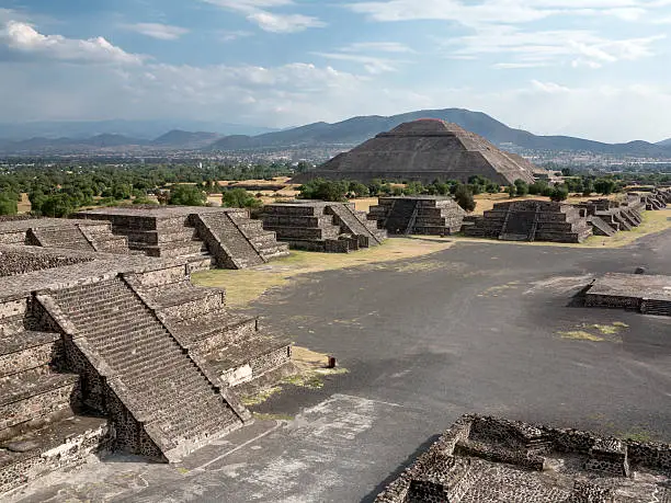 "The Pyramid of the Sun in Teotihuacan, Mexico, the worlds third largest pyramid. Unesco World Heritage site."