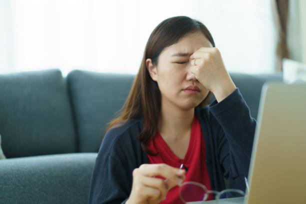istock Unhappy woman working at home. 1724524767