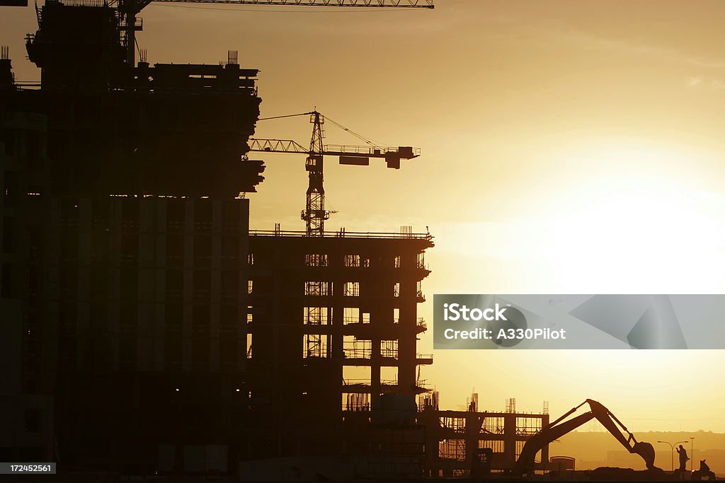 Baustelle Sonnenaufgang - Lizenzfrei Arbeiter Stock-Foto