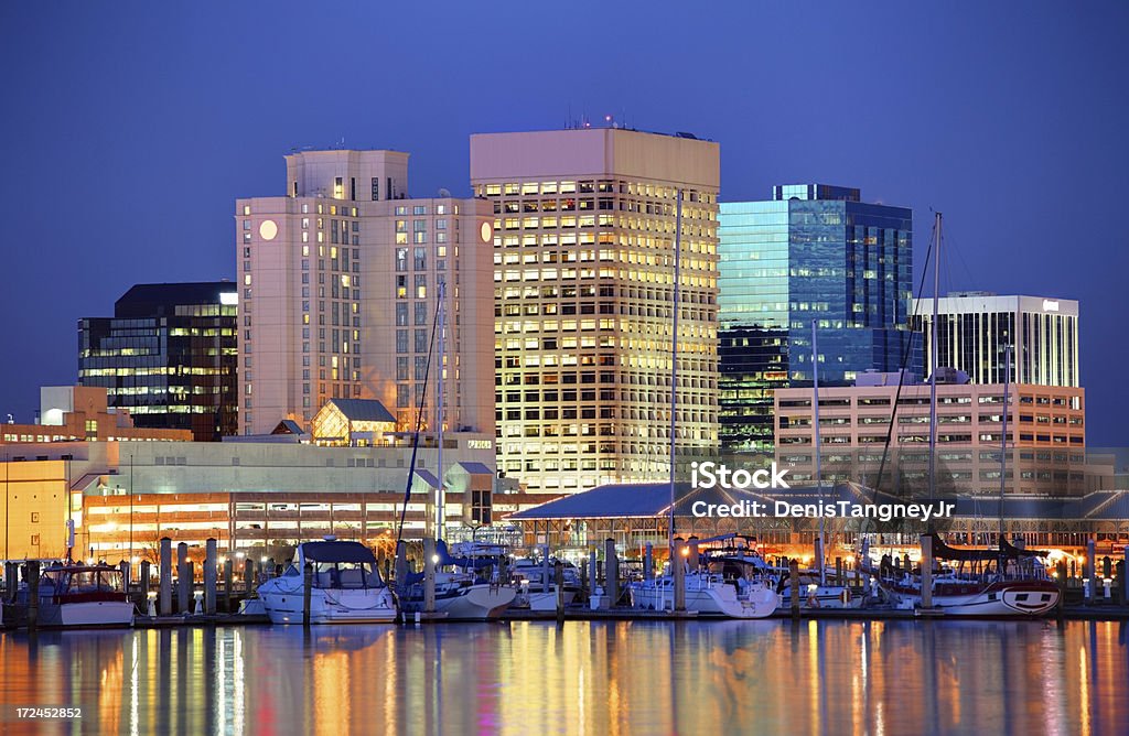 Norfolk,Virgina Norfolk skyline along the banks of the Chesapeake Bay Virginia - US State Stock Photo