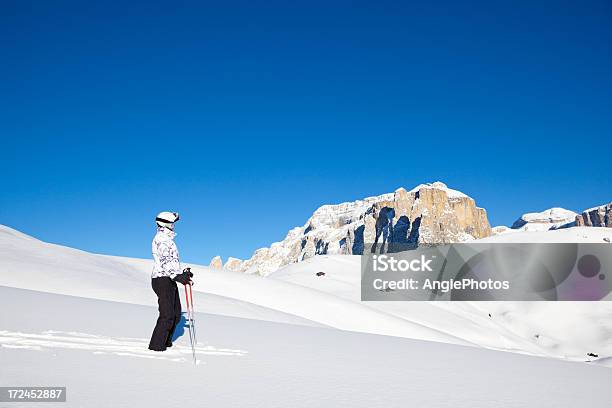 Narciarstwo W Piękny Zimowy Krajobraz - zdjęcia stockowe i więcej obrazów Bezchmurne niebo - Bezchmurne niebo, Cała postać, Chłodny