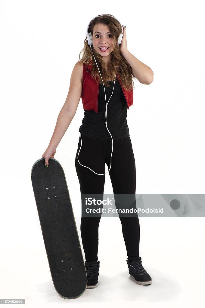 Девушка-Skater - Стоковые фото Белый фон роялти-фри