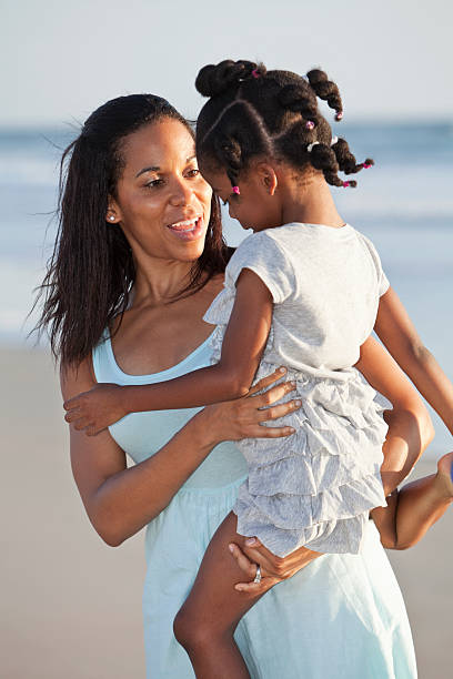 istock Mother holding daughter on beach 172453299
