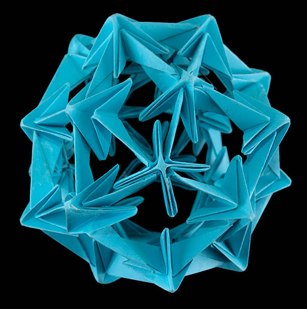 azul origami kusudama - kusudama imagens e fotografias de stock