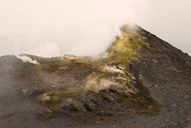 Hiking up Etna stock photo