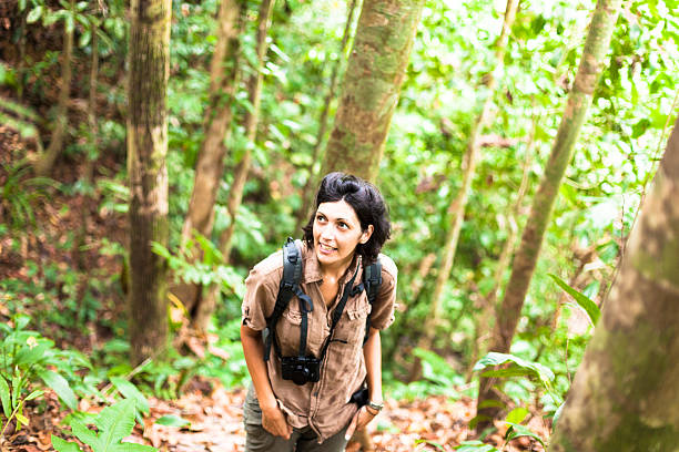 Young woman in Borneo's rainforest