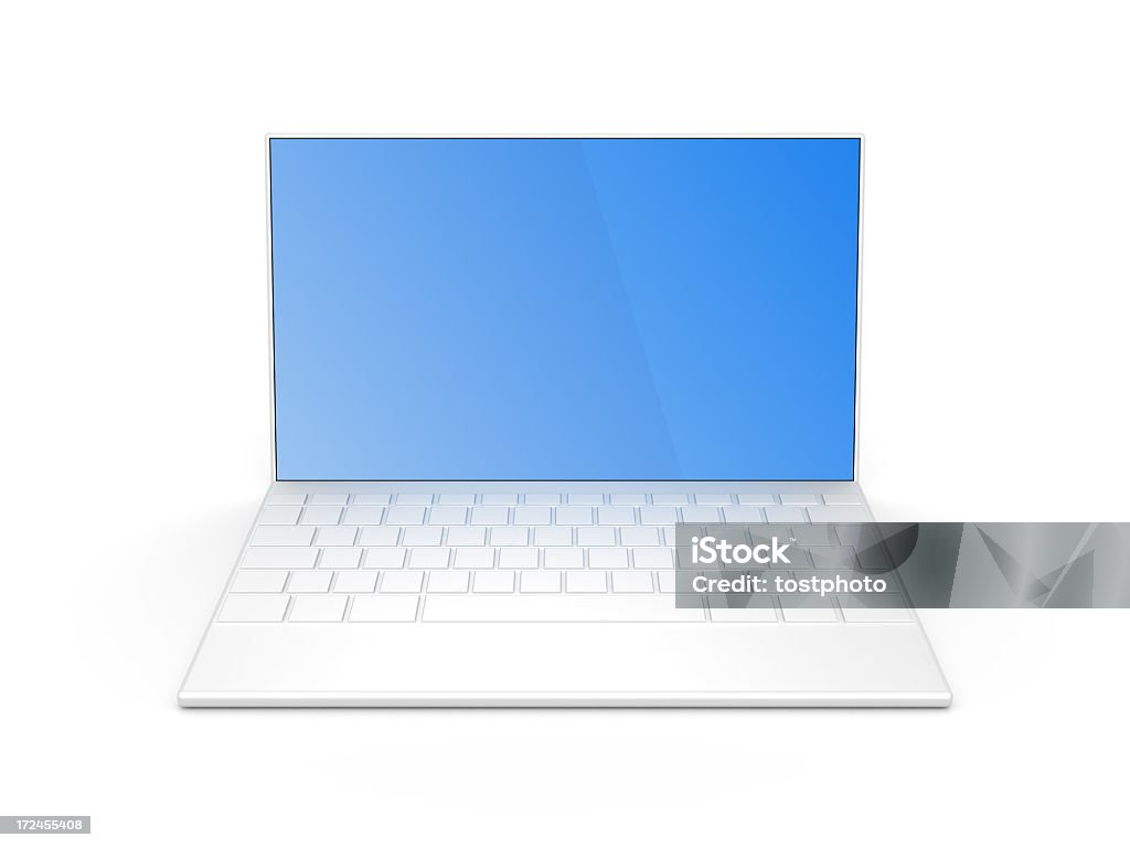 Pequeno laptop em branco - Foto de stock de Branco royalty-free