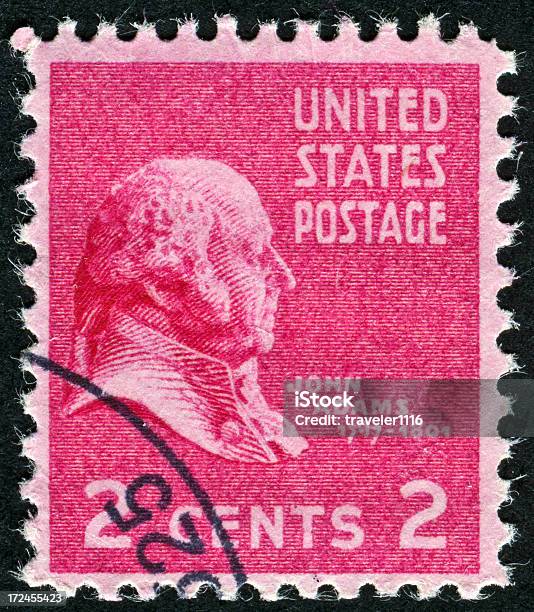 John Adams Stamp - Immagini vettoriali stock e altre immagini di Acquaforte - Acquaforte, Francobollo postale, Cultura americana