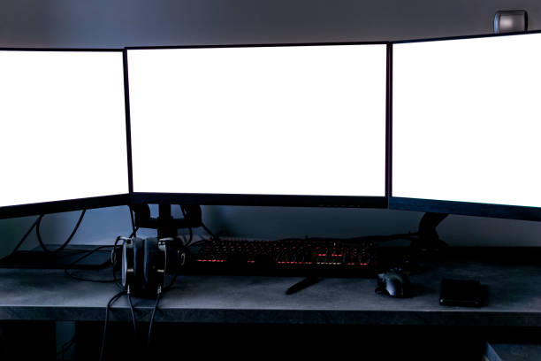 istock tree empty monitors mock-up on a desk headphones, keyboard, mouse, and tablet 1724554601