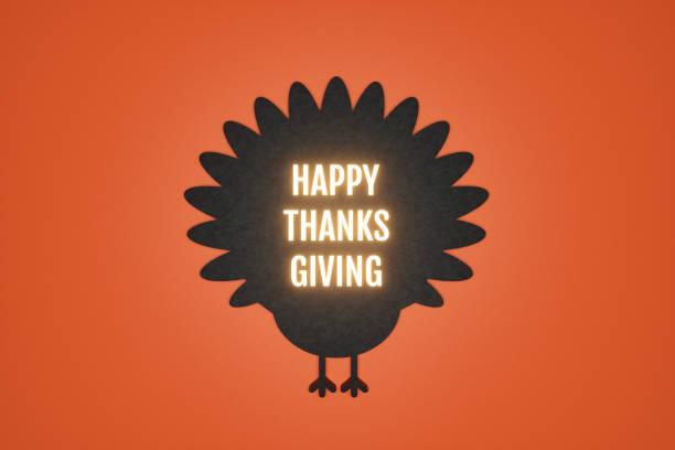 Happy Thanksgiving Day on orange color background. 3d render.