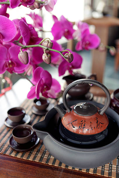 teiera cinese set - tea chinese tea chinese script japan foto e immagini stock