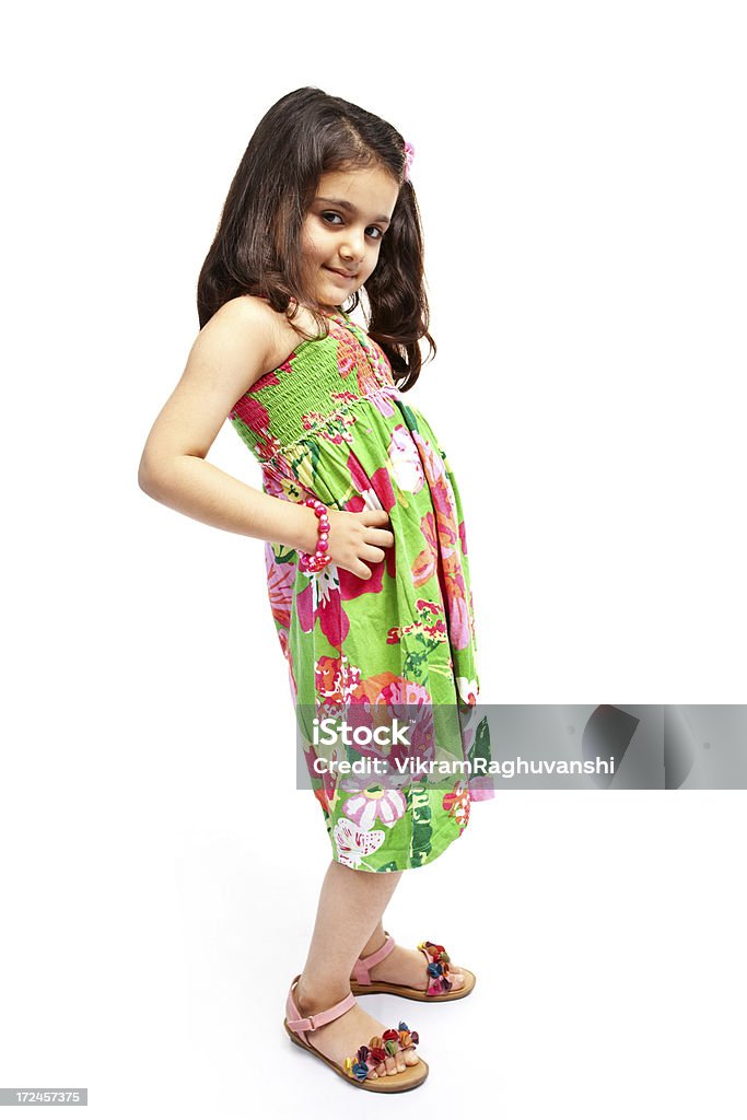 Volle Länge stylische Etwas indische Mädchen, isoliert auf weiss - Lizenzfrei 4-5 Jahre Stock-Foto