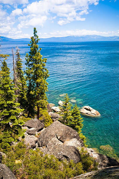 Rocky coastline of Lake Tahoe in California