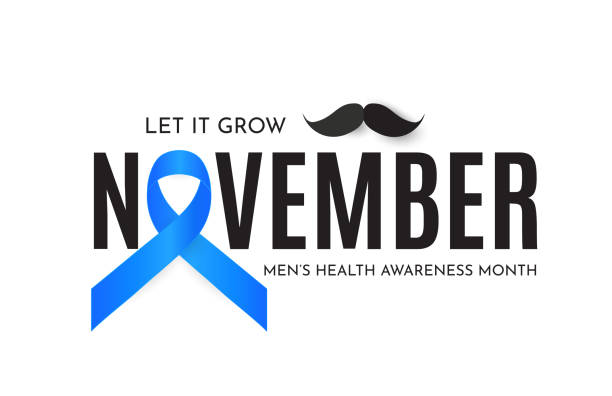 ilustrações, clipart, desenhos animados e ícones de novembro, cartaz do mês de conscientização da saúde do homem, novembro. vetor - novembro azul