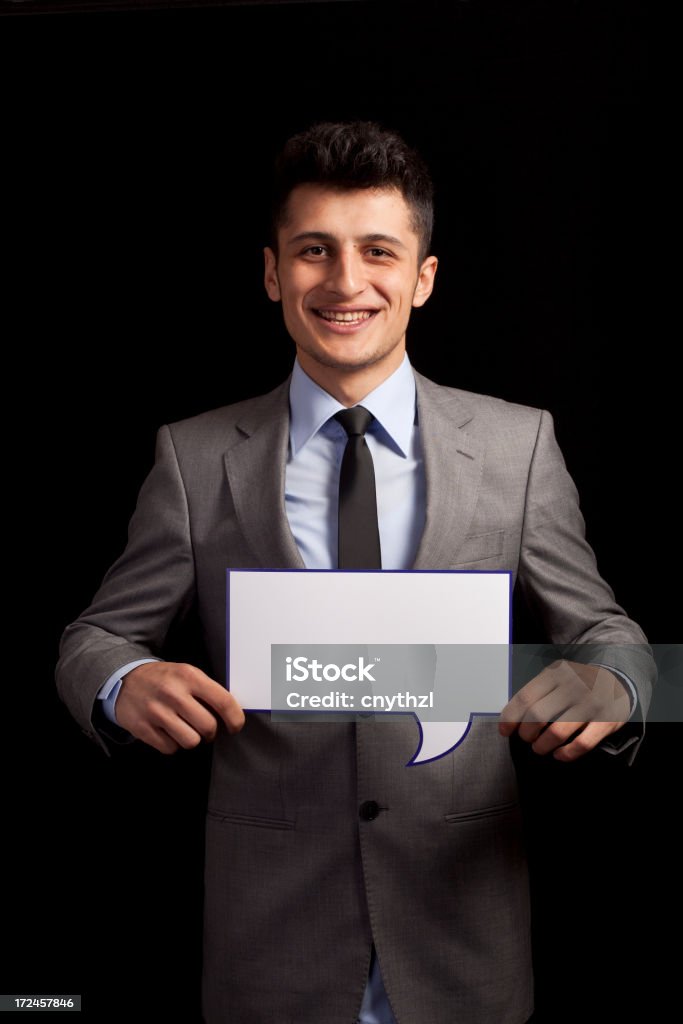 Empresário segurando discurso de pensamento - Foto de stock de Adulto royalty-free