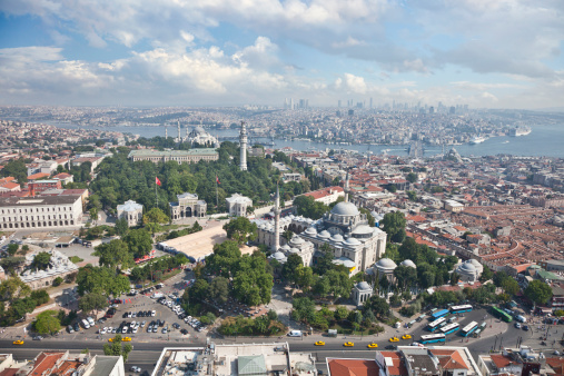 Beyazit Tower,Suleymaniye Mosque,Istanbul University and Golden Horn in Istanbul
