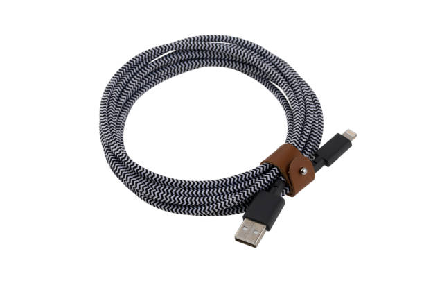 istock Cable for portable equipment with USB lightning connectors on a white background. 1724584555