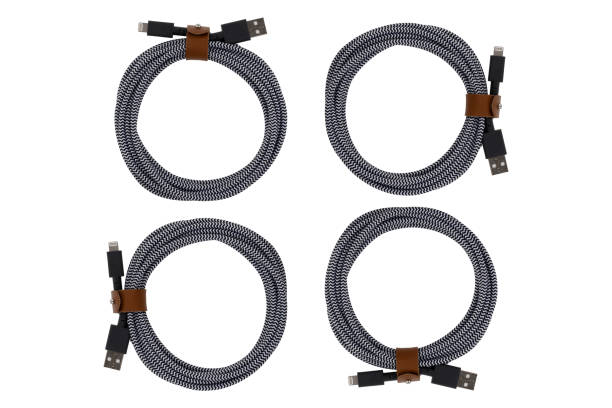 istock Cable for portable equipment with USB lightning connectors on a white background. 1724586143