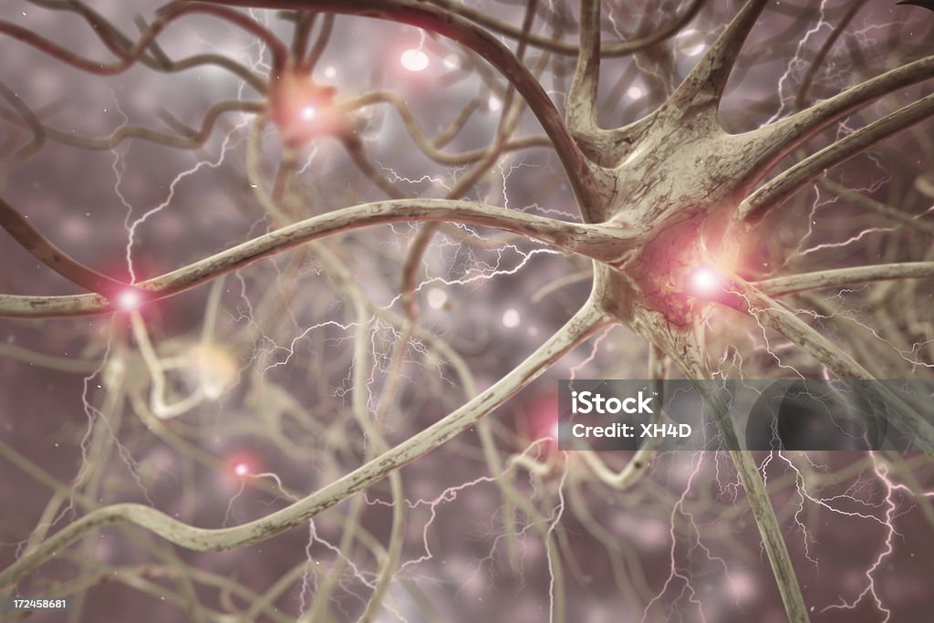 Neurone 3D Illustrazione biomedica - Foto stock royalty-free di Sistema nervoso